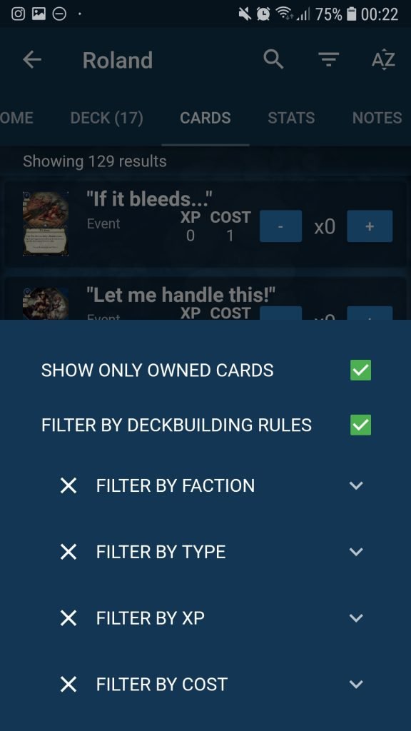 Filter options